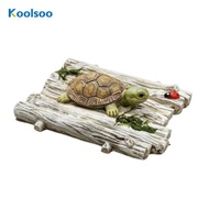 Koolsoo Buoyant Raft with Turtle Resin Buoyant Turtle Ornament Wood-Grain Pond