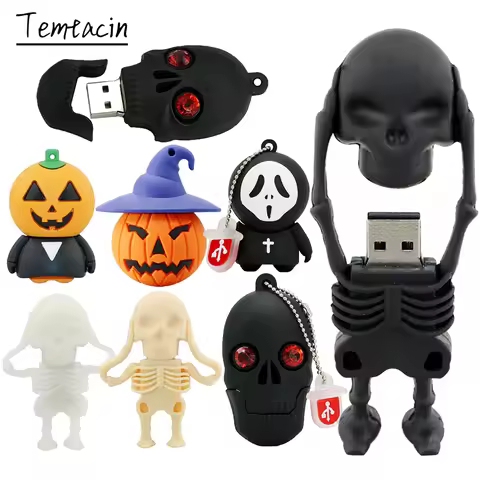 Pendrive 256G Cartoon Skull Pumpkin Death Memoria USB Device Flash Drive 8GB 16GB 64GB 32GB Pen Driv
