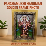 🛕 Panchamukhi Hanuman Golden Frame Photo – Divine Home & Pooja Decor