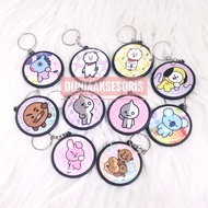 GANTUNGAN Cute KPOP Keychain BT21 BTS Character / New BT21 Keychain Front and Back