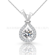 S925 Sterling Silver Moissanite Drop Necklace Female Aquarius Fashion Pendant Clavicle Chain