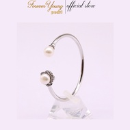 VT22 - 8 -9 mm Freshwater White Pearl Bracelet, White Gold Plated Bracelet - Elegant and Noble Desig