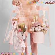 KUGIGI 10Pcs Flower Packing Box, Transparent Florist Decoration Flower Bouquet Bagging, PVC Long Tote  Bag Christmas Party Gift Packaging Bags Valentine's Day Decor