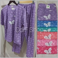 KATUN OdiF Shop 502-20 CP kupu - Cotton Pajamas Short Sleeve Trousers Butterfly Ribbon Sleepwear