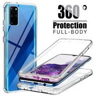 360เคสกันกระแทกสำหรับ Samsung Galaxy S21 Ultra S20 S10 S10E หมายเหตุ10 Plus Note10 9 8 S20 Fe [Crystal Clear] ด้านหน้าและกลับเต็มรูปแบบหน้าจอ Protector ซิลิโคนและพลาสติกบางป้องกัน