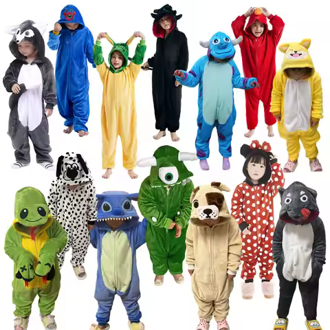 Cartoon Kigurumi For Kids Animal Onesies Children Pyjamas Halloween Cosplay Costumes