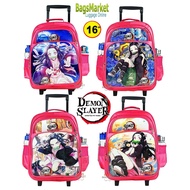 SDS34 Shop 9889 ShopKid's Luggage 16" (ขนาดใหญ่-L) กระเป๋าเด็ก กระเป๋าเป้มีล้อลากสำหรับเด็ก กระเป๋านักเรียน Nezuko New กระเป๋าเด็ก กระเป๋าเป้ล้อลาก
