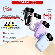 DOSEN Original Powerbank fast charging  Y342 PD22.5W Portable 20000mAh 25000mAh Comes with three wir