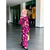S.DALILI Magenta Baju Kurung Kedah Poket Rosie (Size XS,S,M,L,XL,XXL) Cotton Kurung Printed Moden Dress Muslimah Fashion