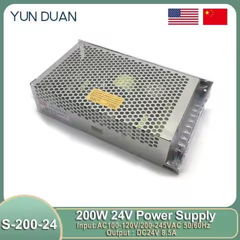 200W Switching Power Supply Stepper Motor Source Power Adapter AC 110V-220V 24VDC S-200-24