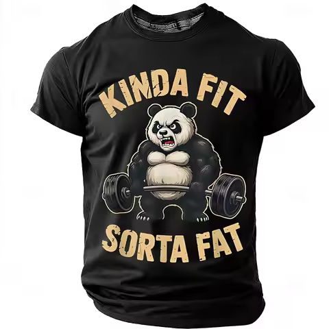 Fashion Gym T-shirt Man Summer Quick Dry Breathable Short Sleeve Tops Funny 3D Panda Printing Tees C