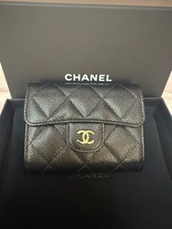 Chanel Card Holder/黑金荔枝皮經典雙層卡包