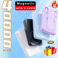 Wireless Magnetic Power bank 40000mah powerbank fast charging With 2 Cable and Phone Holder