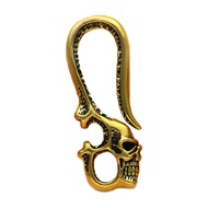 Solid Brass Cantelan Kaitan Kepala Tengkorak Kerangka Uang Logam Solid Retro Key Chain