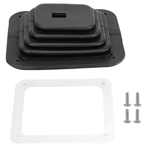 Car Shift Dust Cover Rubber Shifter Boot with Chrome Plate 5 5/8 x 6 3/4 Manual Automatic for Hurst 