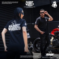 BUNNY BLACK TSHIRT RABBIT AND WHEELS