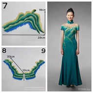 Embroidery Decorative Decals Lace Landscape Green Water Cloth Stickers Aoyama IEOI