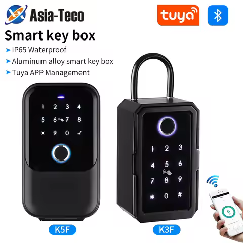 Waterproof Smart Key Safe with Fingerprint/Bluetooth/keyset/TTlock&Tuya App, Wall-Mounted Security L