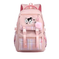 Tas Ransel Anak Perempuan Motif Kuromi Kanvas Warna Pink - Bahan Oxford Tahan Air dengan Gantungan K