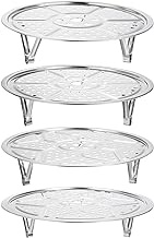uxcell 4pcs Stainless Steel Steamer Rack with Stand, 7.9 Inches/8.6 Inches/9.5 Inches/10.2 Inches Pot Steaming Tray for Steamer Cookware Instant Pressure Cooker