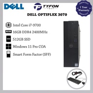 Dell Optiplex 3070 SFF i7-9700 16GB DDR4 RAM 512GB SSD Win 11 Pro Desktop PC Computer (Refurbished)