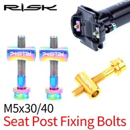 RISK 2pcs M5*30mm M5x40mm Titanium Alloy Bicycle Seat Post Bolts MTB Mountain Road bike Nuts Washers Cycling Seatpost Screws
