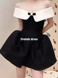 Trends Area Customized SST Well-Designed Slim-Fit off-Shoulder Gown Dress Fishbone Tunic Pettiskirt