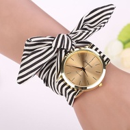 Gute Wrist Watch 42mm Watch On Wrist Women Stripe Floral Cloth Quartz Dial Bracelet Wristwatch Watch Blackwristcheck Atomic Wristwatch Baby G Watches For Women Chronograph