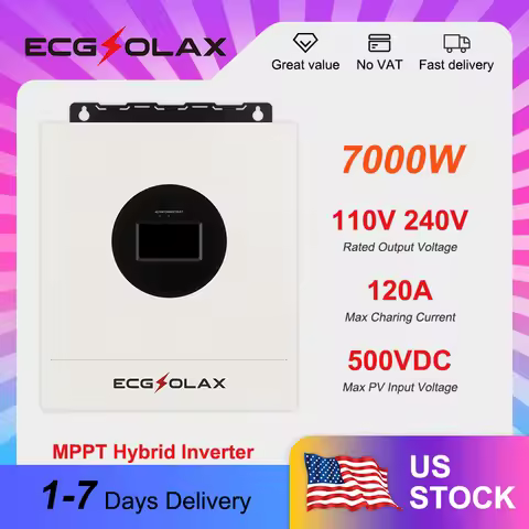 ECGSOLAX 7000W 120V/240V Hybrid Solar Inverter 48V US Standard Split-Phase 120V/240V Up to 6 Solar I