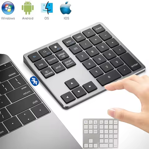 2.4G Bluetooth Number Pad Lightweight Wireless Numeric Keypad 35-Key Portable USB Rechargeable for I