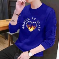 ADULT MEN'S LONG-SLEEVED TOP T-SHIRT WITH HUSTER AT HEART MOTIF, TRENDY DTF PRINT