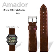♝﹊ New Retro Genuine Leather Watchband for Casio A158W A168 / F91w / AE-1200WHD/A158/A159/A169/AE120