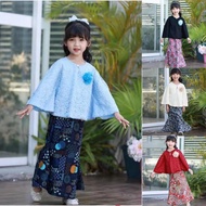 Baju Kurung Budak Baju Kurung Kelawar Baju Raya Budak Perempuan Baby Blue Hitam