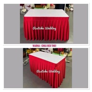 4ft / 6ft Table Skirting Meja Canopy Khemah Long Table Skirting Velcro Pleated Table Cover With Tape