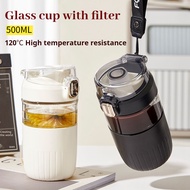 【EVOLVE】560ml Heat-Resistant Portable Glass Cup Tea Bottle Flower Filter Tea Mug With Filter Lid Tea