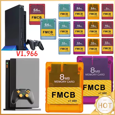 8MB/16MB/32MB/64MB Gaming Memory Card With OPL Free Mcboot V1.966 Memory Card Transparent Shell for 
