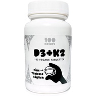Vitamin D3 + K2 vegan – 180 Tabletten (6 Monate) – 1000 IE D3 aus Flechtenextrakt
