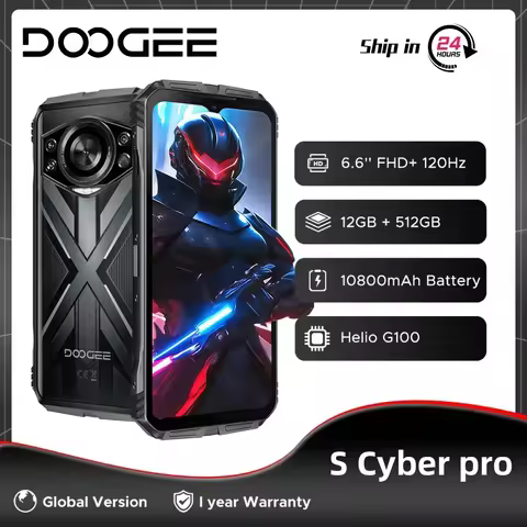 DOOGEE S Cyber Pro Rugged Phone 6.6'' FHD+ 120Hz IPS 12GB RAM 512GB ROM 10800mAh Large Battery 33W C