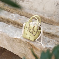 淺綠色編織小包包 小朋友包包真皮手工包