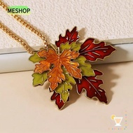 MESHOP Sweater Chain, Alloy Leaf Gift Maple Leaf Necklace, Retro Oil Drop Metal Chain Leaf Pendant N