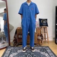 DICKIES 水藍 短袖 連身工作服 COVERALLS 拉鍊壞掉 古著 二手