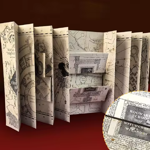 Harry Potter Genuine Marauder's Map Foldable Hogwarts Wizard Map Cosplay Prop for Halloween Costume 