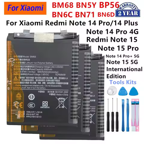 BP56 BM68 BN5Y BN6C BN71 BN5D Replacement Battery For Xiaomi Redmi Note14 Pro Plus Redmi Note 15 Pro