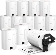 12 Rolls 2160 Labels 4.07"x6.4" Compatible Die-Cut Wide Format Shipping Mailing Postage Address Labe