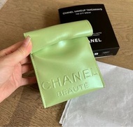 ⭐️韓國Chanel限定⭐️綠色PU皮卷邊化妝袋 收納袋 手拿包