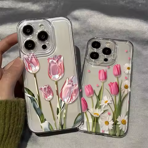 Tulip Pattern Summer Phone Case for Infinix Note GT 50s 40 30i 12 11 10 Zero 30 20 Smart 10 9 8 7 VI