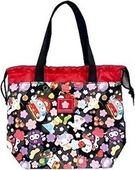 Hatayama Shoji 33201935 Lunch Tote Bag with Drawstring Japanese Pattern, Sanrio Characters, Black, A