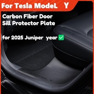 For Tesla Model Y Highland / Juniper 2025 Carbon Fiber Door Sill Protector Kick Guard Trim Accessori