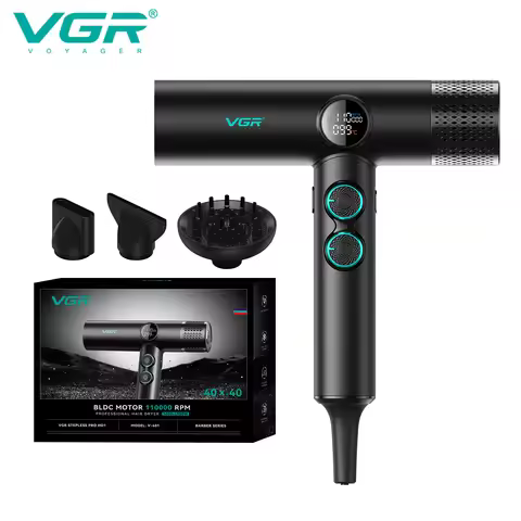 VGR Hair Dryer Professional BLDC Motor Barber Hair Dryer Machine 110000 RPM Powerful Negative Ion Ha