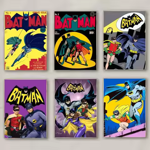 1pc Cartoon B-Batman Classics Poster Self-adhesive Art Waterproof Paper Sticker Coffee House Bar Roo